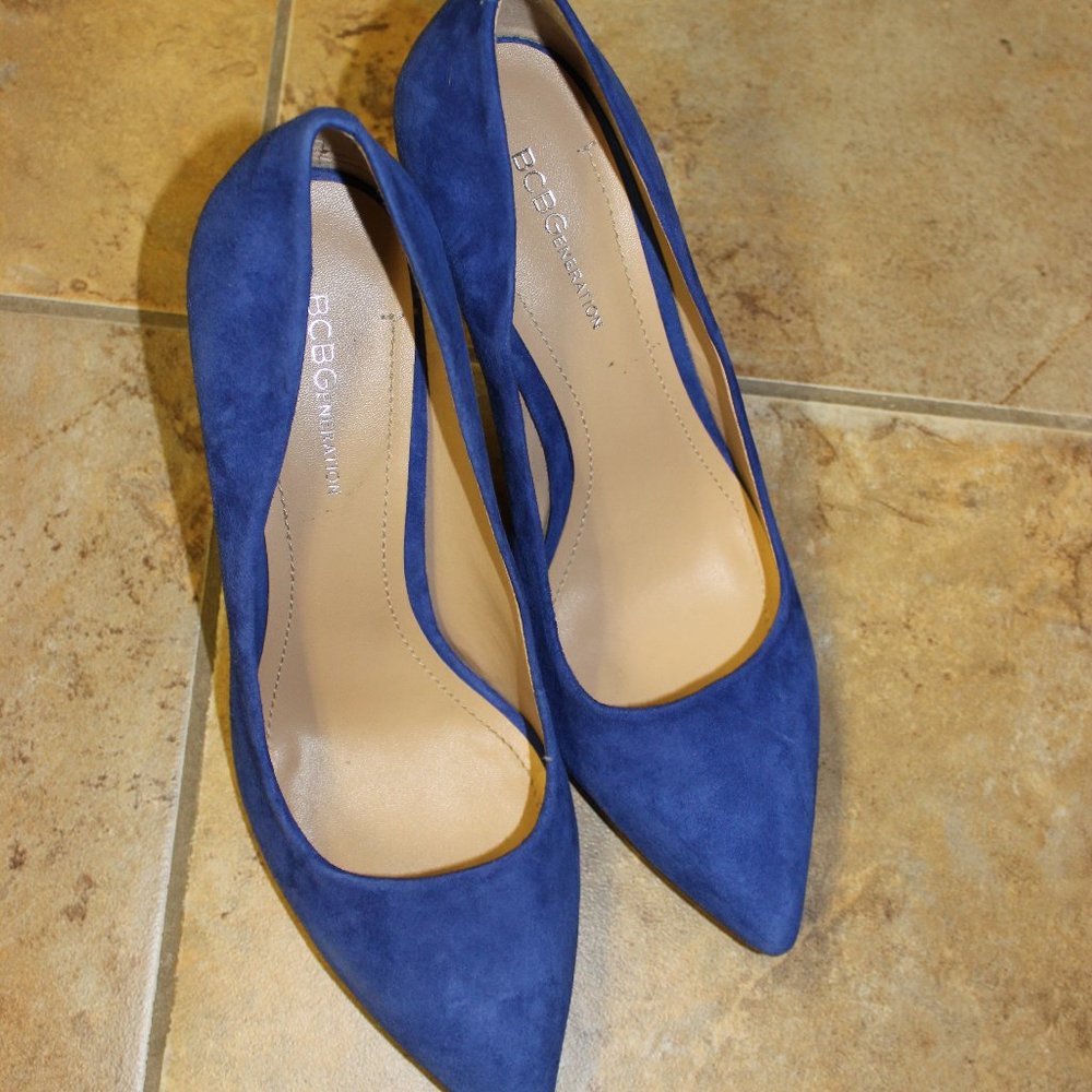 BCBGeneration Blue Suede Pointed-Toe Pumps